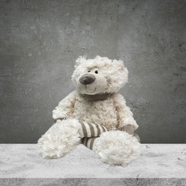 Plush White Striped Legged Teddy
