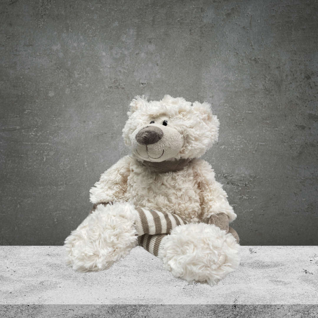 Plush White Striped Legged Teddy