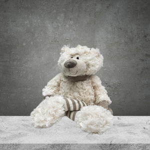 Plush White Striped Legged Teddy