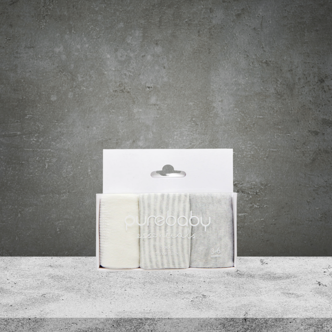 Pure Baby 3 Pair Sock Pack (Grey)