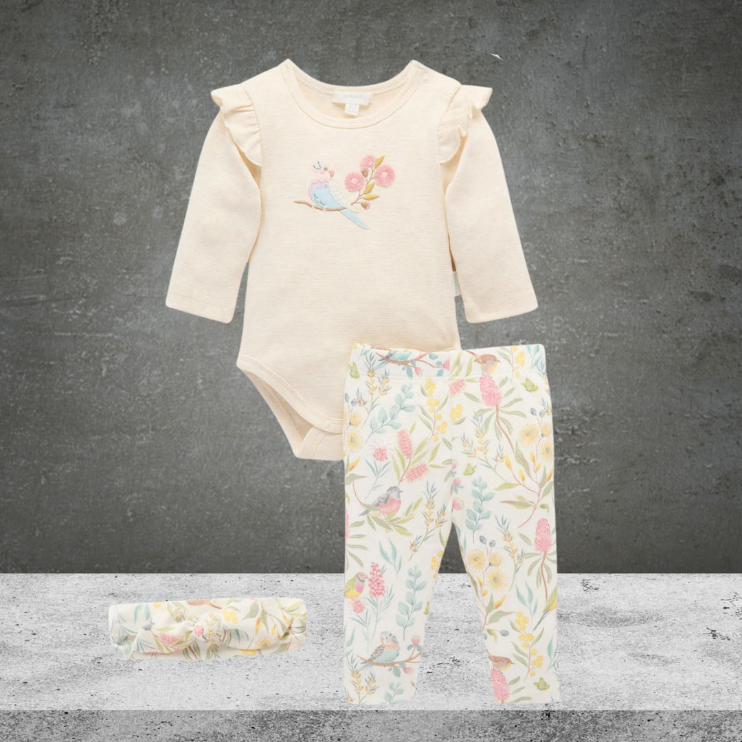 Pure Baby 3 Piece Gift Pack W/Headband