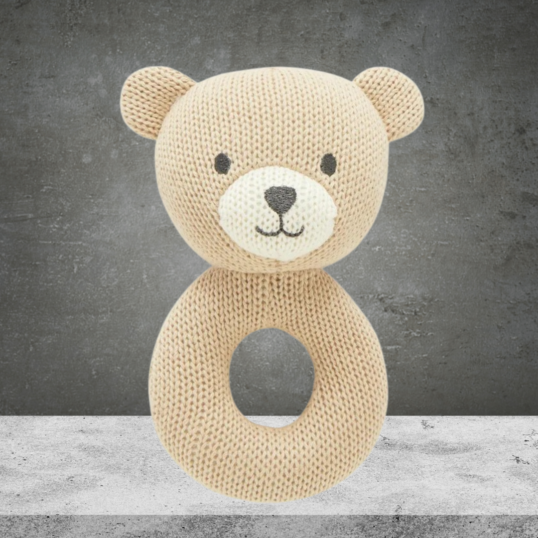 Pure Baby Bear Knitted Rattle