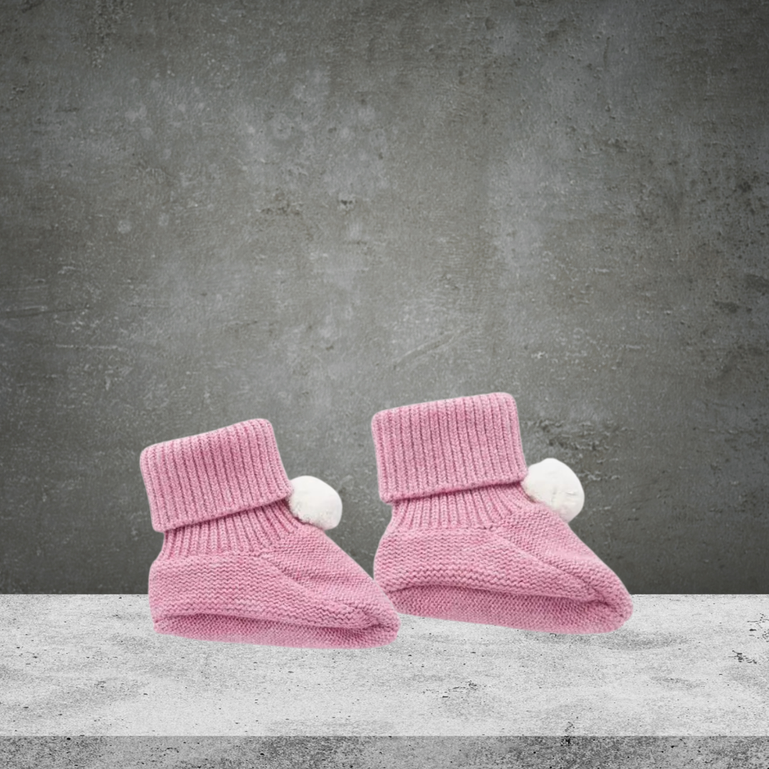 Pure Baby Beetroot Pom Pom Booties