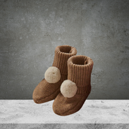 Pure Baby Cinnamon Pom Pom Booties