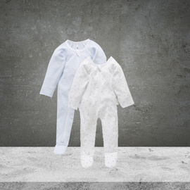 Pure Baby Essentials Blue Spot & Stripe Zip Growsuit 2 Pack