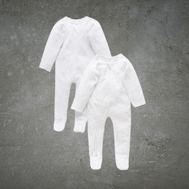 Pure Baby Essentials Grey Spot & Stripe Zip Growsuit 2 Pack