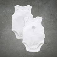Pure Baby Essentials Grey & White Singlet Bodysuit 2 Pack