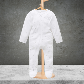 Pure Baby Essentials Pale Grey Leaf Zip Growsuit