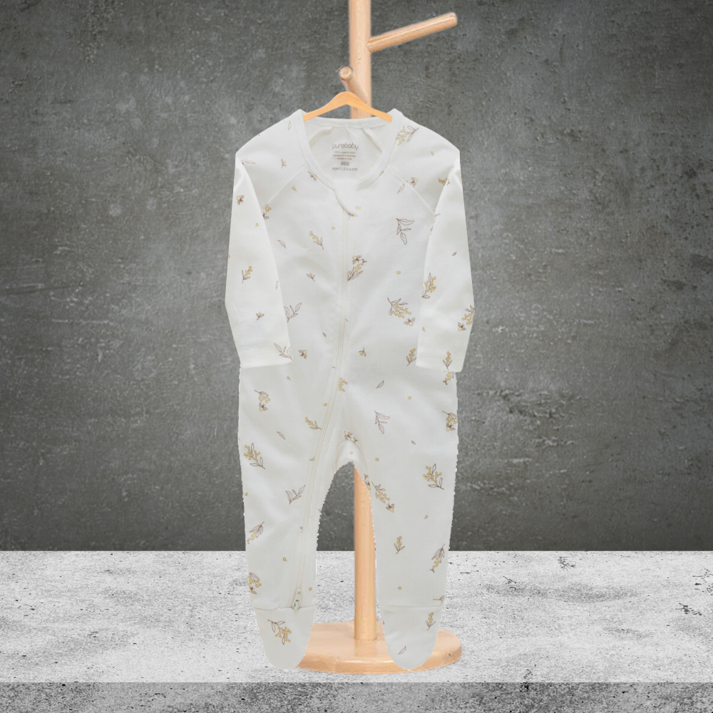 Pure Baby Essentials Vanilla Wattle Bee Zip Growsuit