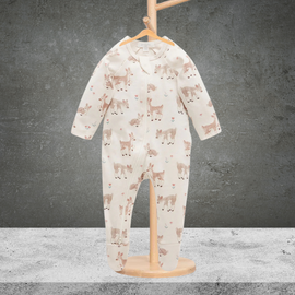 Pure Baby Fawn Printed Zip Grow Suit