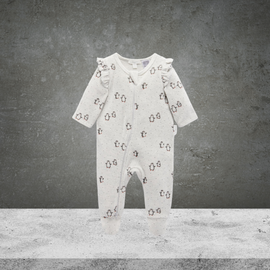 Pure Baby Frill Velour Penguin Growsuit