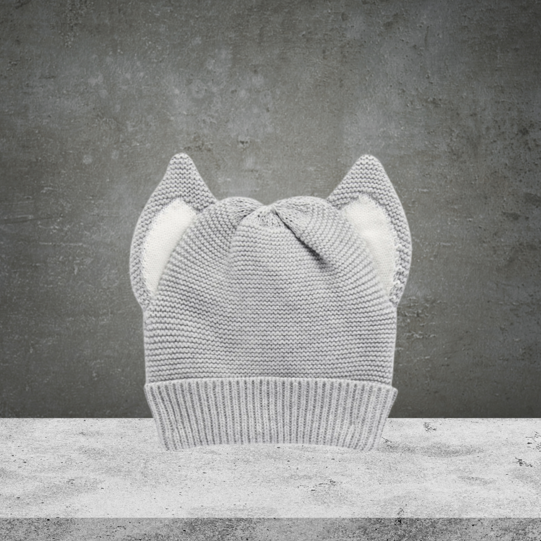Pure Baby Grey Melange Husky Ears Beanie