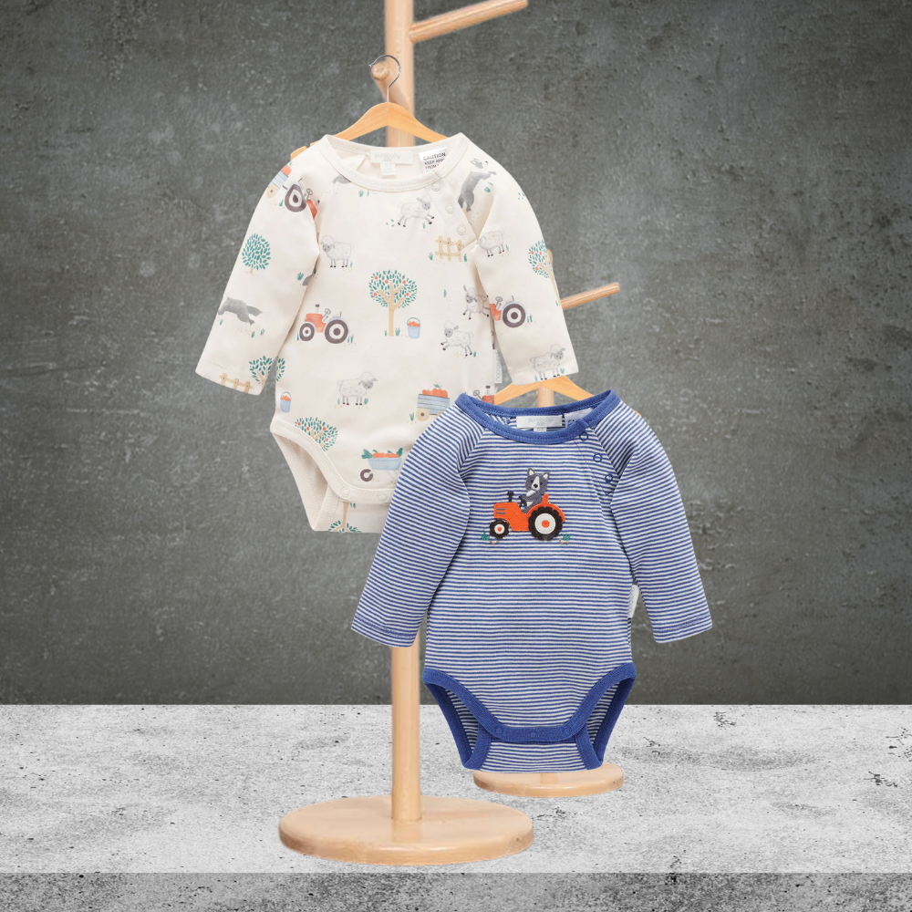 Pure Baby Herding Sheep Print 2 Pack Body Suit