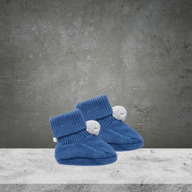 Pure Baby Indigo Pom Pom Booties