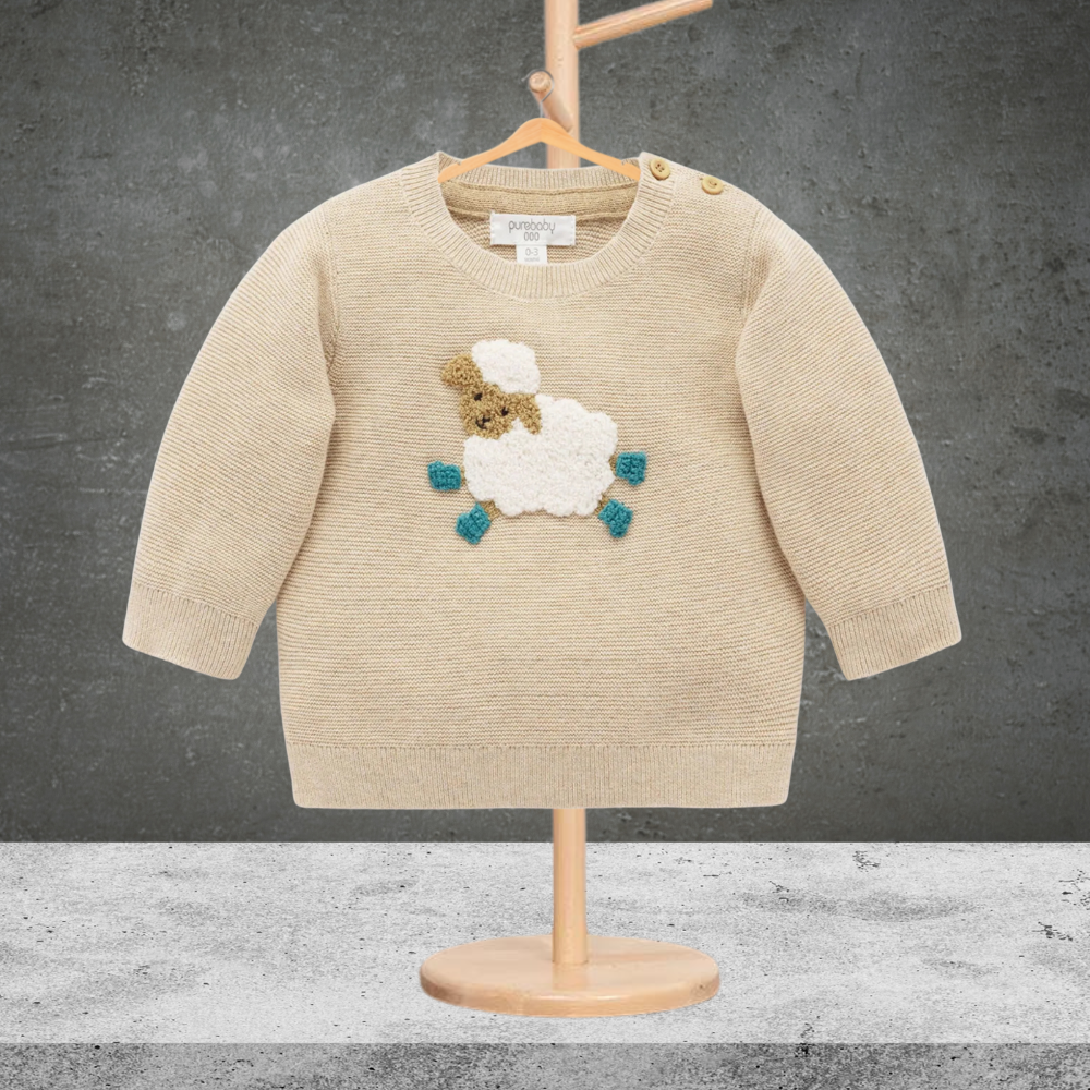 Pure Baby On The Farm Jumper Almond Melange