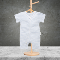 Pure Baby Organic Blue Stripe Short Growsuit - Sizes 000 or 00