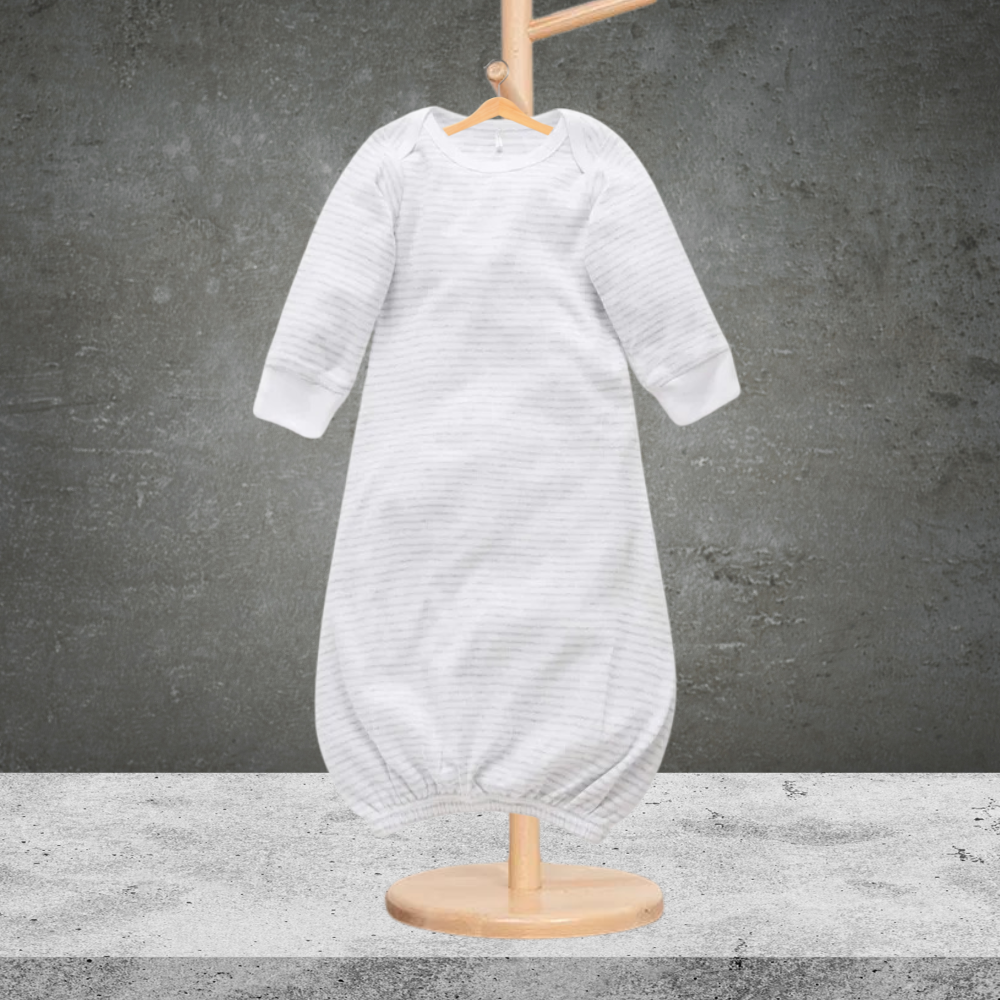 Pure Baby Pale Grey Melange Strip Sleep Suit