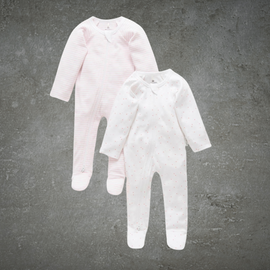 Pure Baby Pink Spot & Stripe Zip Growsuit 2 Pack