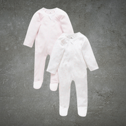 Pure Baby Pink Spot & Stripe Zip Growsuit 2 Pack