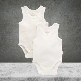 Pure Baby Rib Bodysuit 2 Pack Wheat Pack