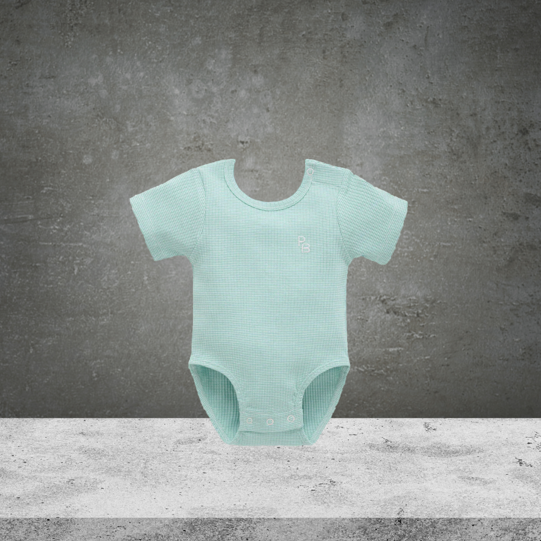 Pure Baby Rib S/Slv Bodysuit Aqua Marine