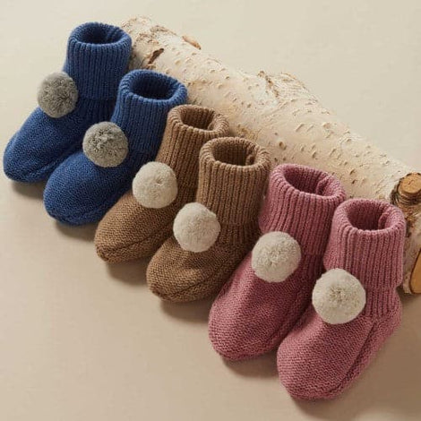 Pure Baby Beetroot Pom Pom Booties