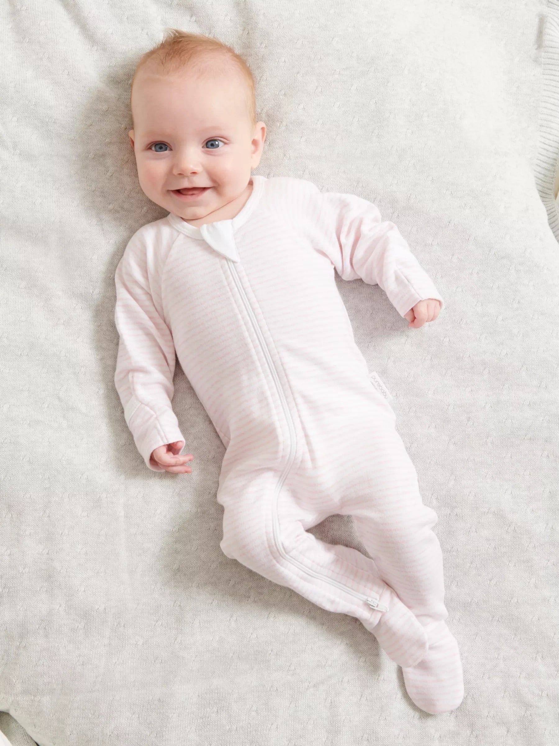 Pure Baby Pink Stripe Zip Growsuit