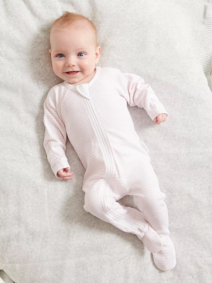 Pure Baby Pink Stripe Zip Growsuit