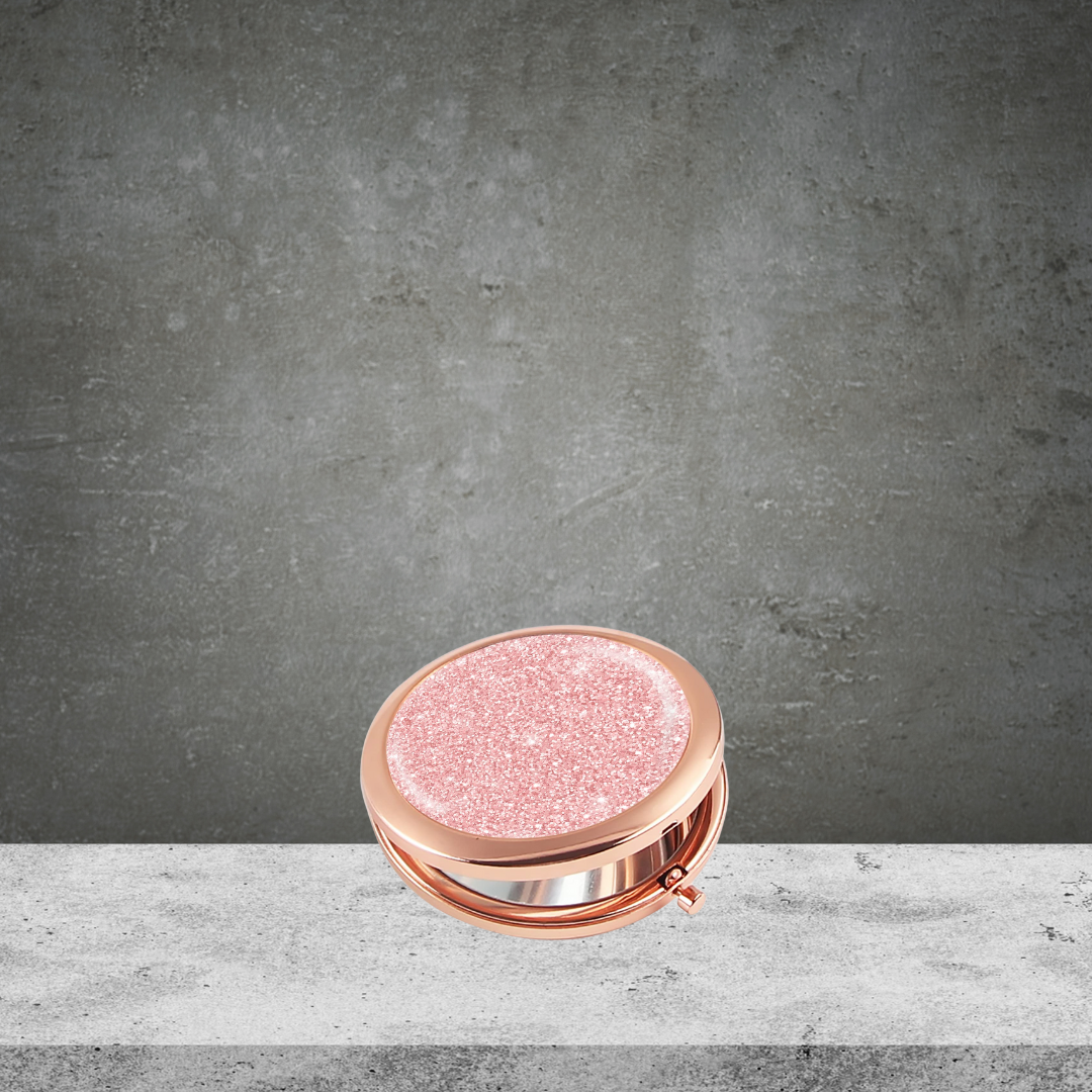 Rose Gold & Glitter Compact Mirror