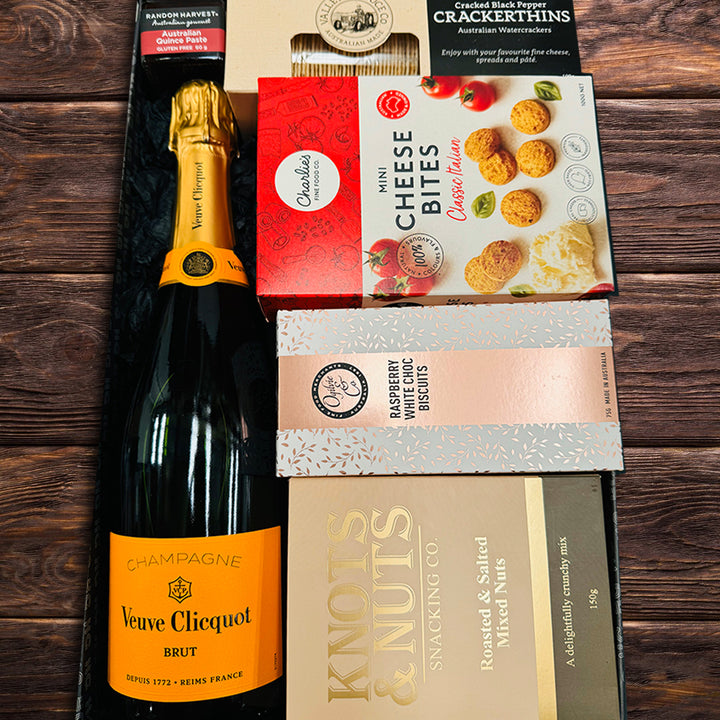 Savoury Nibbles with Veuve Champagne Hamper Box