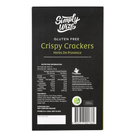 Simply Wize Crispy Crackers â€“ Sesame, Chia Seed & Andes Salt bCK
