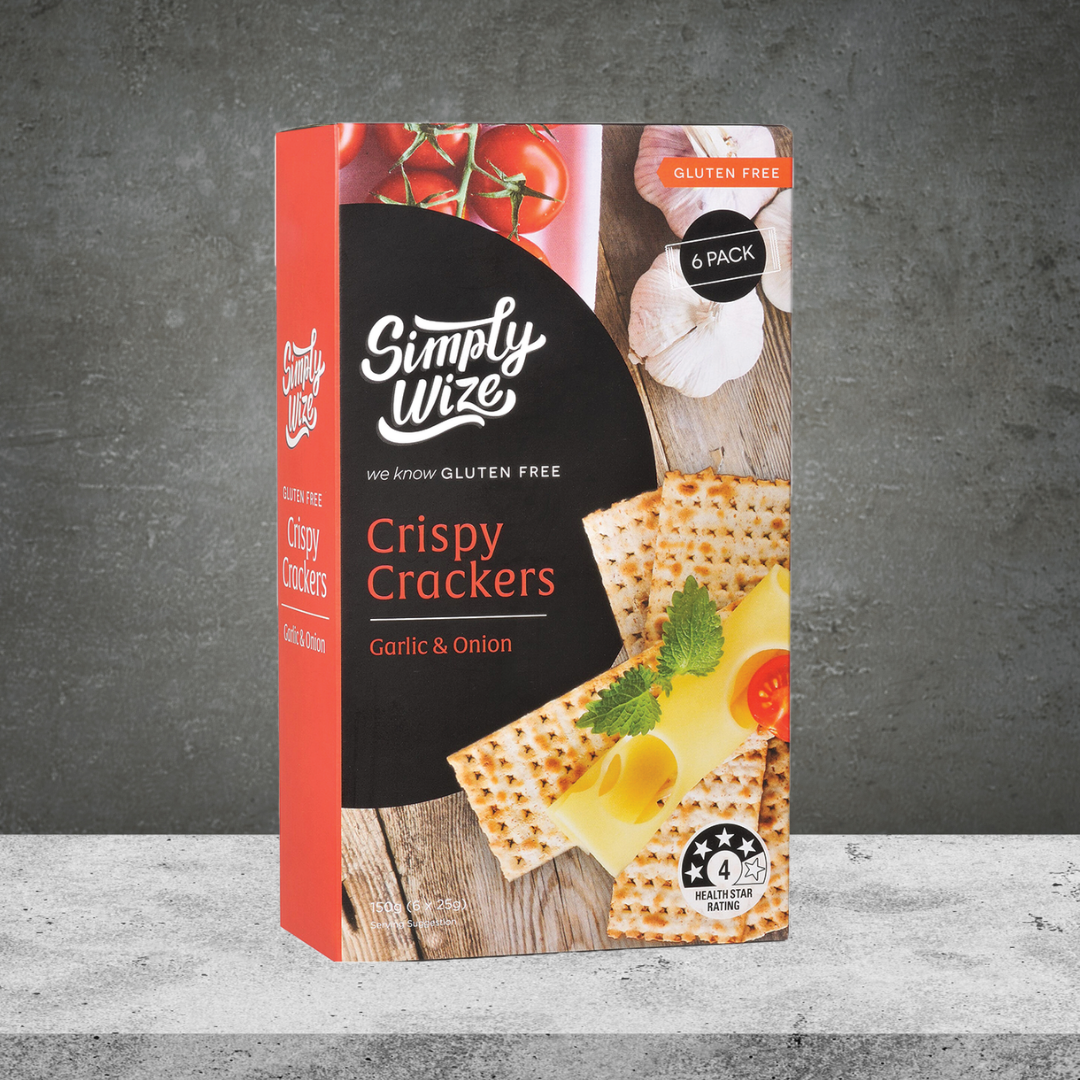 Simply Wize Gf Crispy Crackers Onion And Garlic 25g