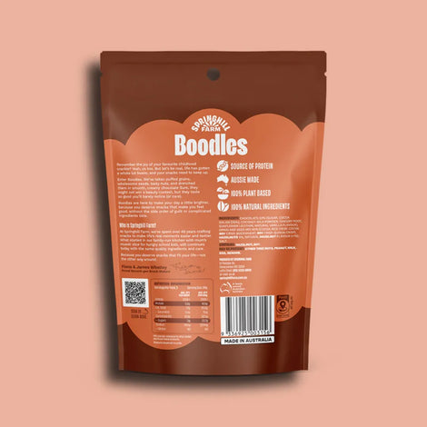 Springhill Farm Chocolate and Hazelnut boodles 90g - back of pack