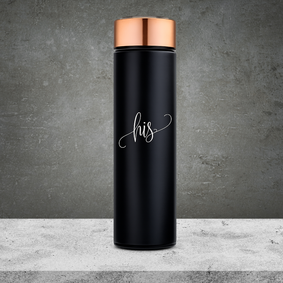 Stainless Steel Cylinder Travel Bottle Black - Mr. Contemporary Vertical