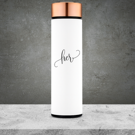 Stainless Steel Cylinder Travel Bottle White - Her