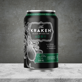 The Kraken Black Spiced Rum & Dry 330ML