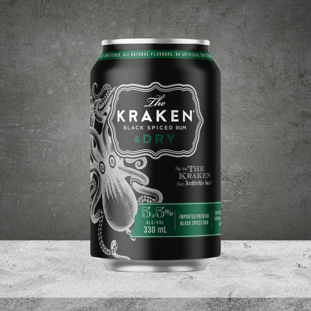 The Kraken Black Spiced Rum & Dry 330ML