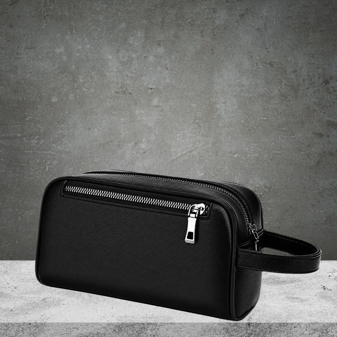 Toiletry Bag Black Leather