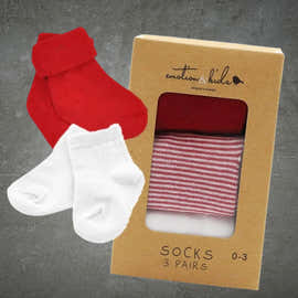 Emotion & Kids Red Socks 3pk 0-3months