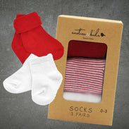 Emotion & Kids Red Socks 3pk 0-3months