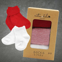Emotion & Kids Red Socks 3pk 0-3months