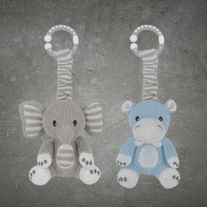 LIVING TEXTILES 2PK STROLLER  TOYS - ELEPHANT & HIPPO