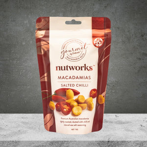 NUTWORKS SALTED CHILLI MACADAMIAS 75G