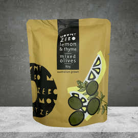 MOUNT ZERO OLIVES LEMON & THYME MARINATED 80G