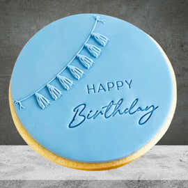 Blue Happy Birthday Handmade Cookie