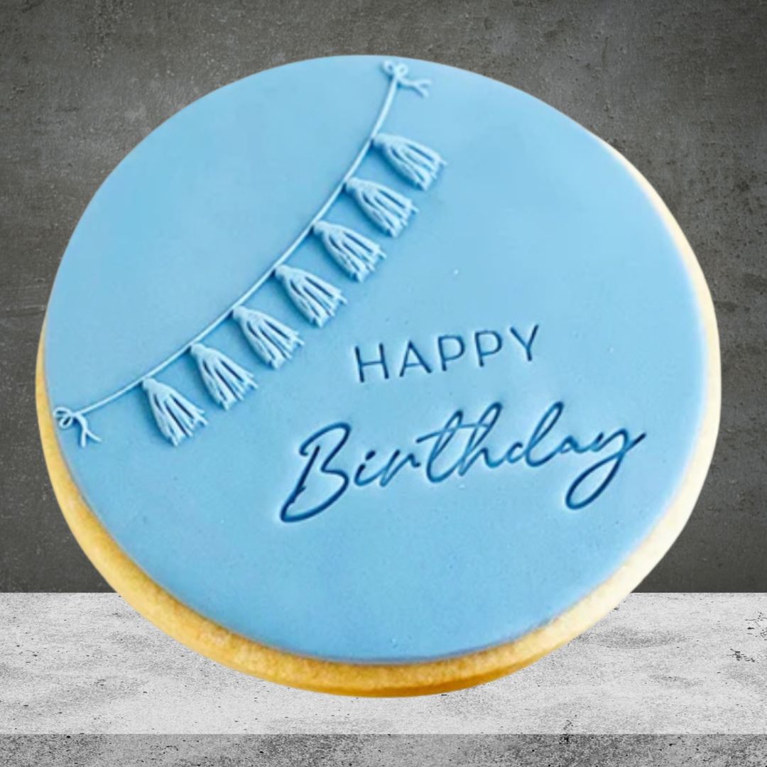 Blue Happy Birthday Handmade Cookie