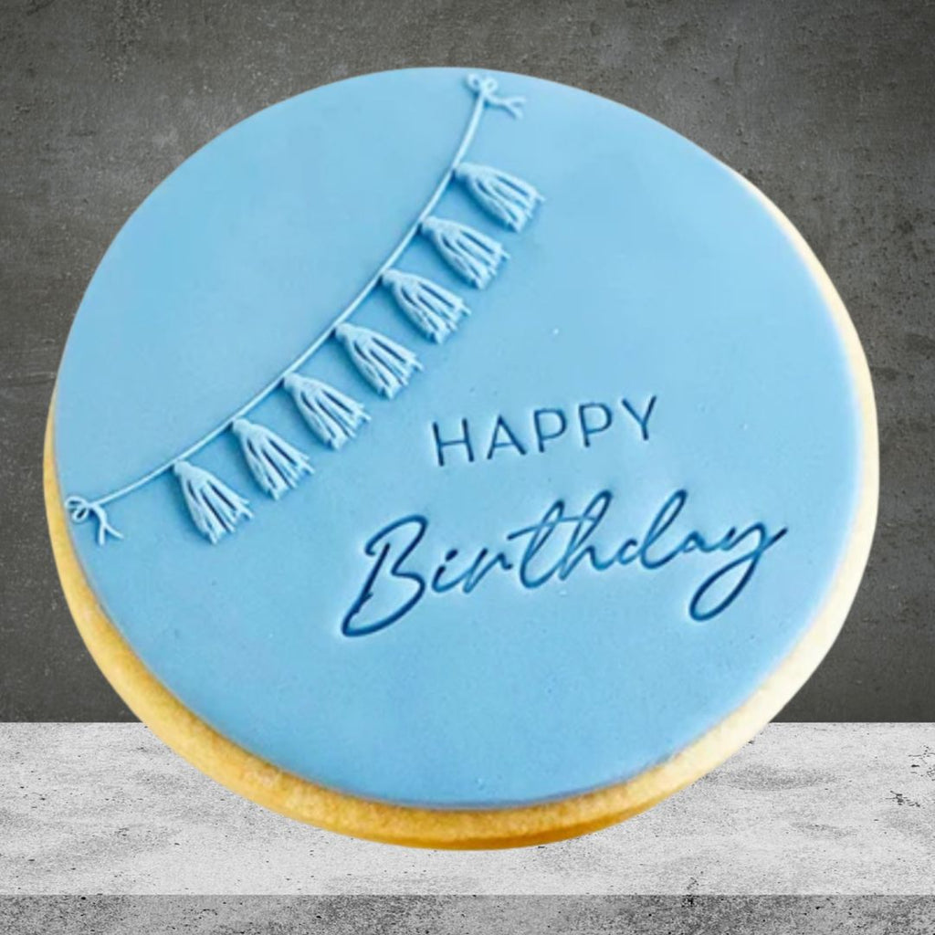Blue Happy Birthday Handmade Cookie
