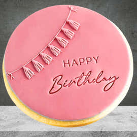Pink Happy Birthday Handmade Cookie