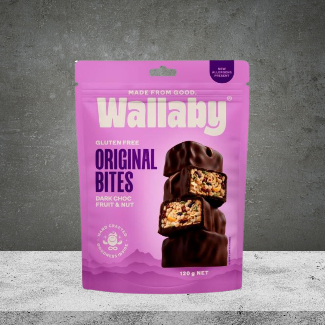 Wallaby Original Bite Dark Choc Fruit And Nut 120g