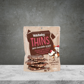 Wallaby Thins Almond Coconut Cranberry Dark Chocolate 130g
